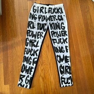 These Two Lips “Girl Fucking Power” hand painted pants
